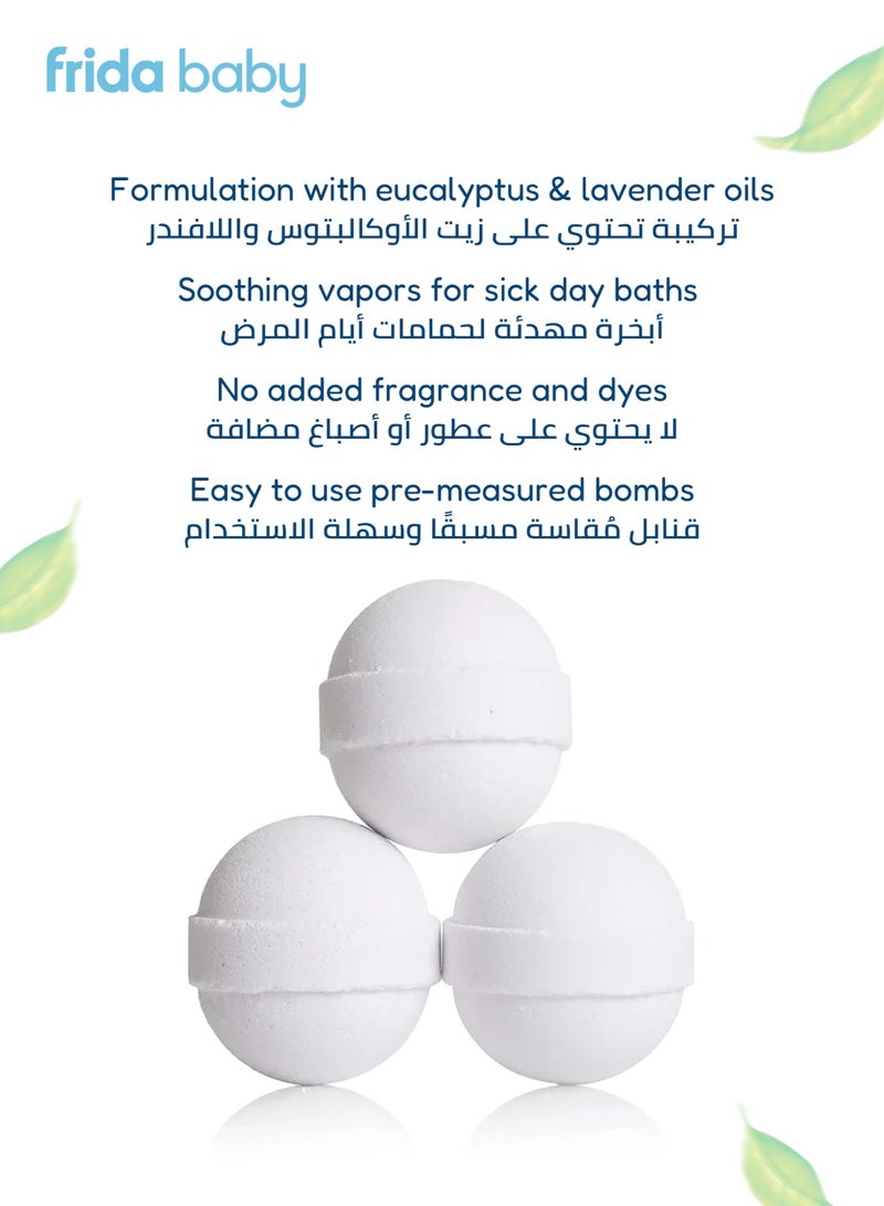 fridababy Breathe Frida Vapor Bath Balls - Eucalyptus And Lavender Essential Oils for Cold Relief And Sick Day Comfort - 3 Bath Balls, 2+ Years - Image 3